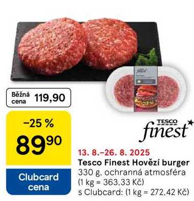 Tesco Finest Hovězí burger, 330 g 