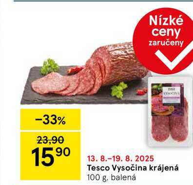 Tesco Vysočina krájená, 100 g, balená 