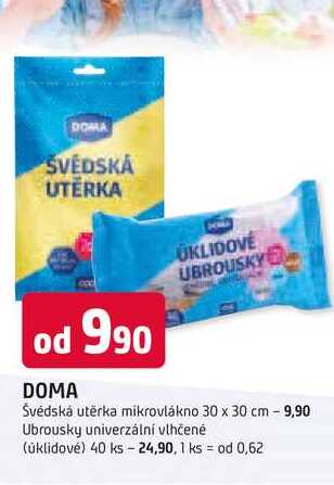 DOMA UKLIDOVÉ UBROUSKY Švédská utěrka mikrovlákno 30 x 30 cm