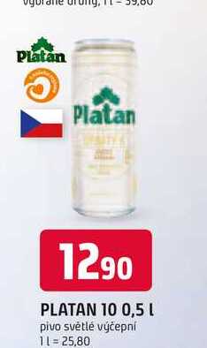 Platan 10 světlé výčepní pivo 0,5 l 0.5l plech