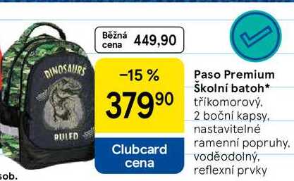 Paso Premium Školní batoh, tříkomorový. 2 boční kapsy. nastavitelné ramenní popruhy. voděodolný, reflexní prvky 