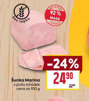 Šunka Marina z pultu lahůdek cena za 100g