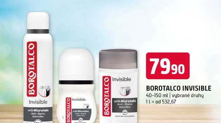 BOROTALCO INVISIBLE 40-150 ml vybrané druhy
