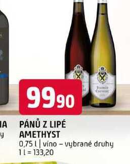 PÁNŮ Z LIPÉ AMETHYST 0,75l víno vybrané druhy 