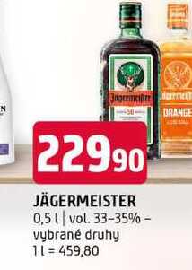 JÄGERMEISTER 0,5l vol. 33-35% vybrané druhy 