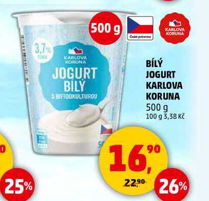 BÍLÝ JOGURT KARLOVA KORUNA, 500 g  