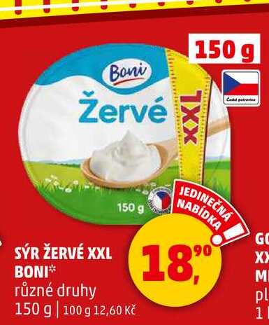 SÝR ŽERVÉ XXL BONI různé druhy, 150 g  