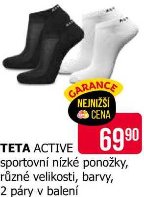 TETA ACTIVE sportovní nízké ponožky, různé velikosti, barvy, 2 páry v balení 