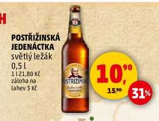 POSTŘIŽINSKÁ JEDENÁCTKA světlý ležák, 0,5 l