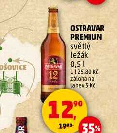 OSTRAVAR PREMIUM světlý ležák, 0,5 l