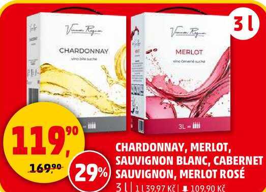 CHARDONNAY, MERLOT, SAUVIGNON BLANC, CABERNET, 3 l 