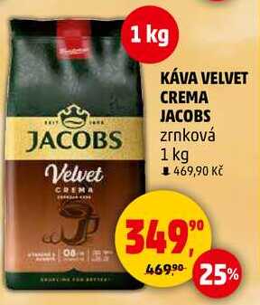 KÁVA VELVET CREMA JACOBS zrnková, 1 kg 