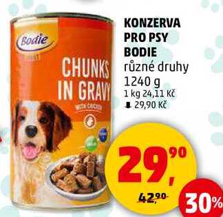 KONZERVA PRO PSY BODIE CHUNKS různé druhy, 1240 g  