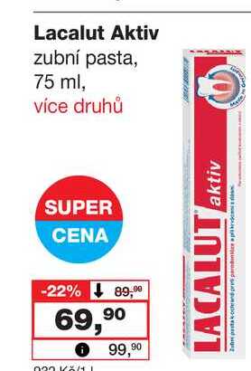 Lacalut Aktiv zubní pasta, 75 ml 
