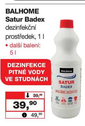 BALHOME Satur Badex dezinfekční prostředek, 1l