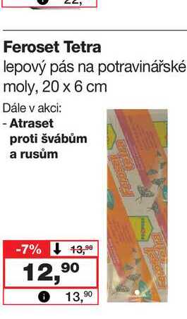 Feroset Tetra lepový pás na potravinářské moly, 20 x 6 cm 