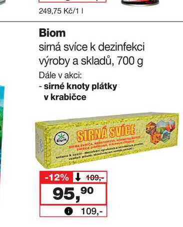 Biom simá svíce k dezinfekci výroby a skladů, 700 g 