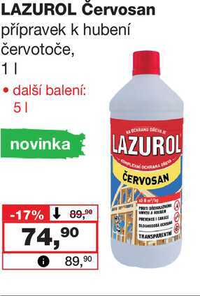 LAZUROL Červosan přípravek k hubení červotoče, 1l