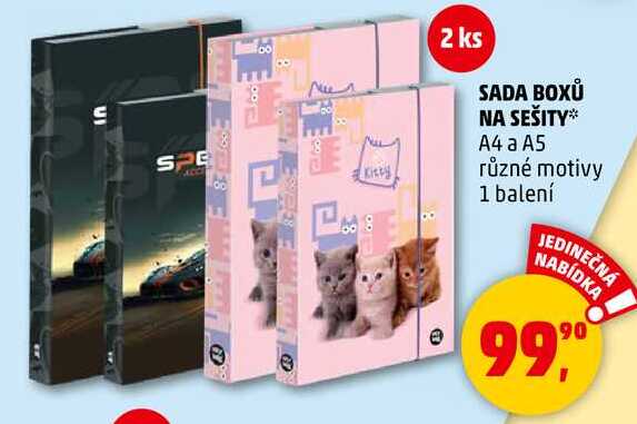 SADA BOXŮ NA SEŠITY A4 a A5 různé motivy, 1 balení  