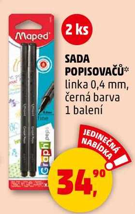 SADA POPISOVAČŮ linka 0,4 mm, černá barva, 1 balení  