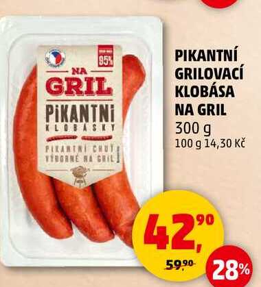PIKANTNÍ GRILOVACÍ KLOBÁSA NA GRIL, 300 g 