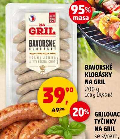 BAVORSKÉ KLOBÁSKY NA GRIL, 200 g 
