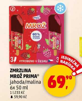 ZMRZLINA MROŽ PRIMA jahoda/malina, 6x 50 ml 