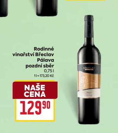 Rodinné vinařství Břeclav Pálava pozdní sběr 0,75l