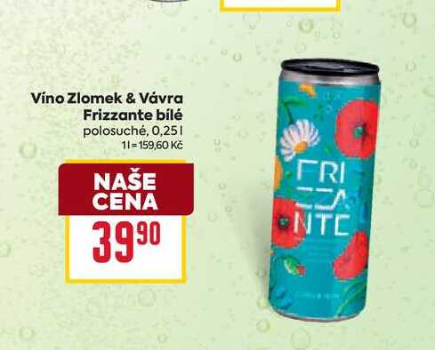 Vino Zlomek & Vávra Frizzante bílé polosuché, 0,25l