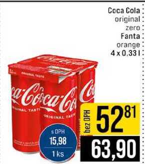 Coca Cola original zero Fanta orange 4x0,33l