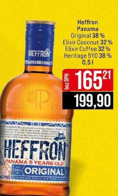 Heffron Panama Original 38% Elixir Coconut 32% Elixir Coffee 32% Heritage 5YO 38% 0,5l