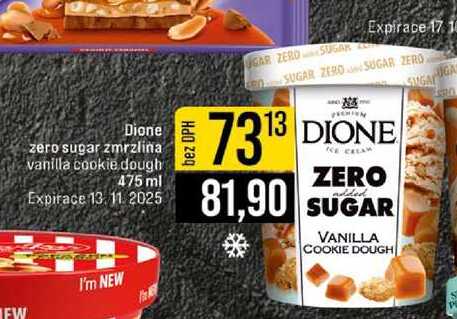 Dione zero sugar zmrzlina vanilla cookie dough 475ml
