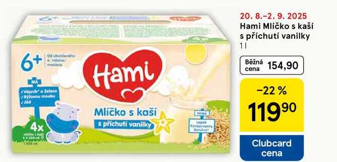 Hami Mličko s kaší s příchutí vanilky, 1 l 