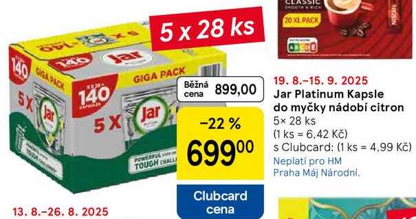 Jar Platinum Kapsle do myčky nádobí citron, 5x 28 ks  
