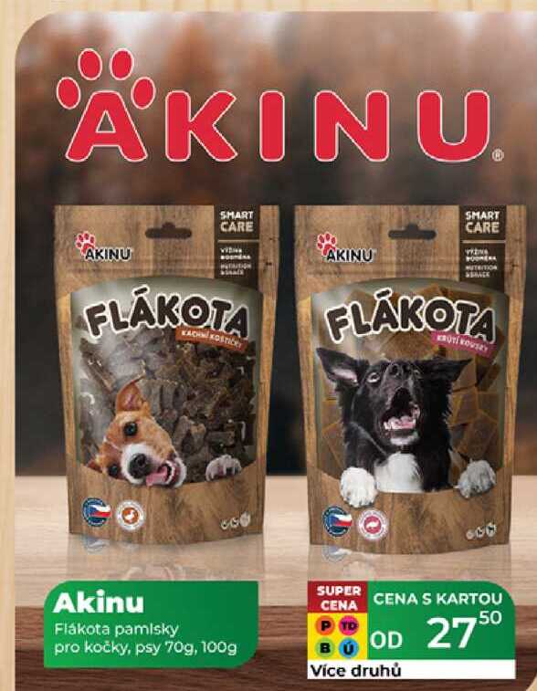 Akinu Flákota pamlsky pro kočky, psy 70g, 100g  