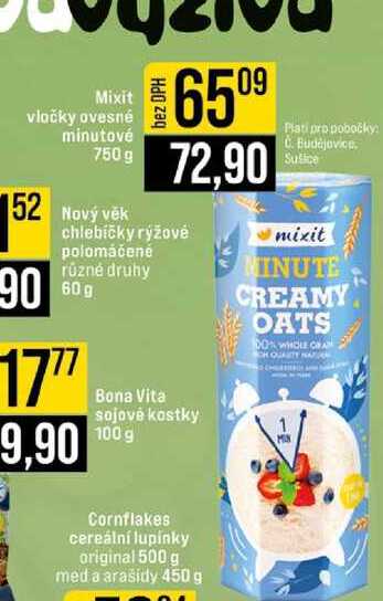 Mixit vločky ovesné minutové 750 g 