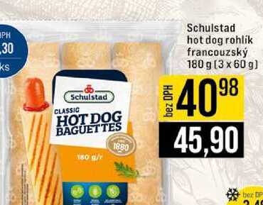 Schulstad hot dog rohlík francouzský 180 g (3 x 60 g)