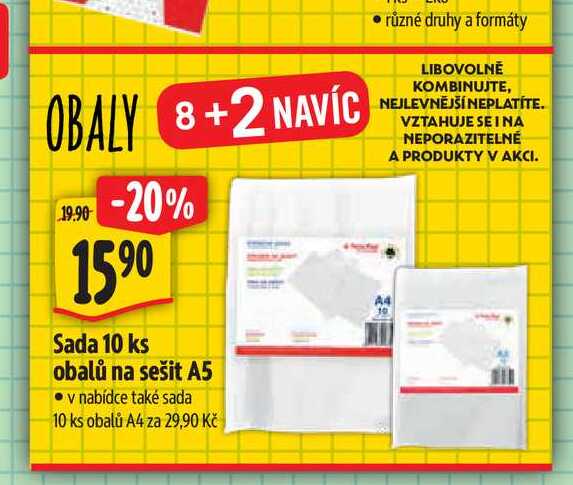 OBALY  Sada 10 ks obalů na sešit A5 