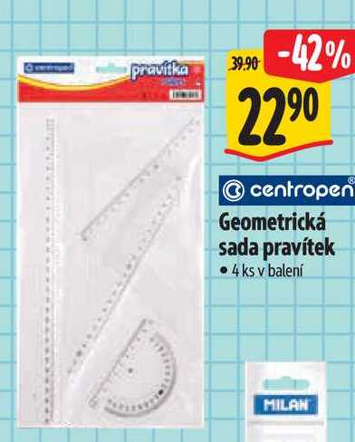  Geometrická sada pravítek 4 ks  