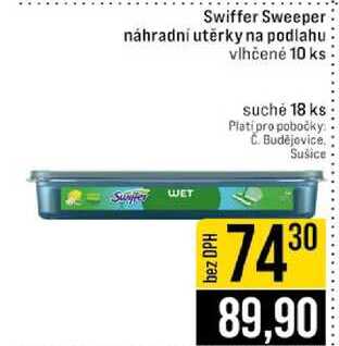 Swiffer Sweeper náhradní utěrky na podlahu vlhčené 10 ks
