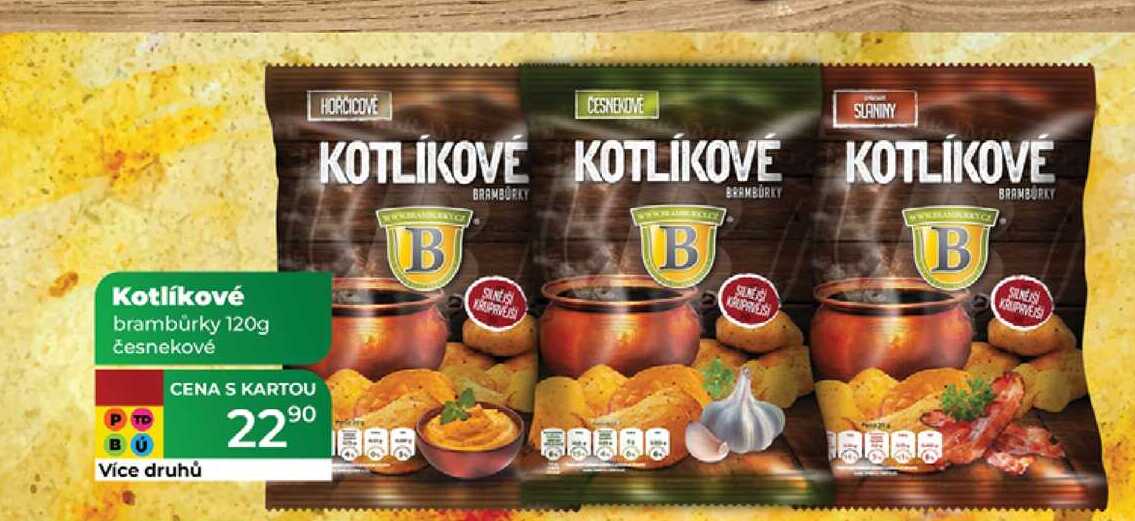 Kotlíkové brambůrky 120g česnekové 