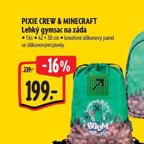 PIXIE CREW & MINECRAFT Lehký gymsac na záda 