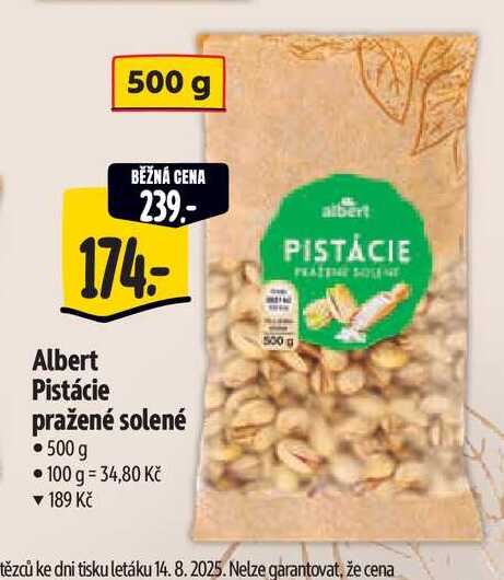   Albert Pistácie pražené solené 500 g  