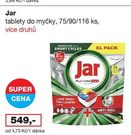 Jar tablety do myčky, 75 ks, více druhů