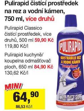 Pulirapid čistící prostředek na rez a vodní kámen, 750 ml, více druhů 