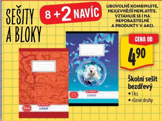 Školní sešit bezdřevý  
