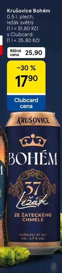 Krušovice Bohém, 0,5 1. plech. ležák světlý 
