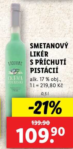 SMETANOVÝ LIKÉR S PŘÍCHUTÍ PISTÁCIÍ, 0,5 l