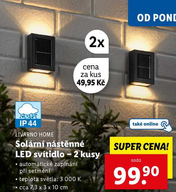 Solární nástěnné LED svítidlo -2 kusy 