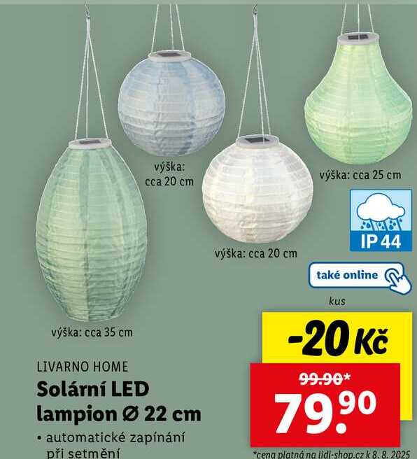 Solární LED lampion Ø 22 cm 